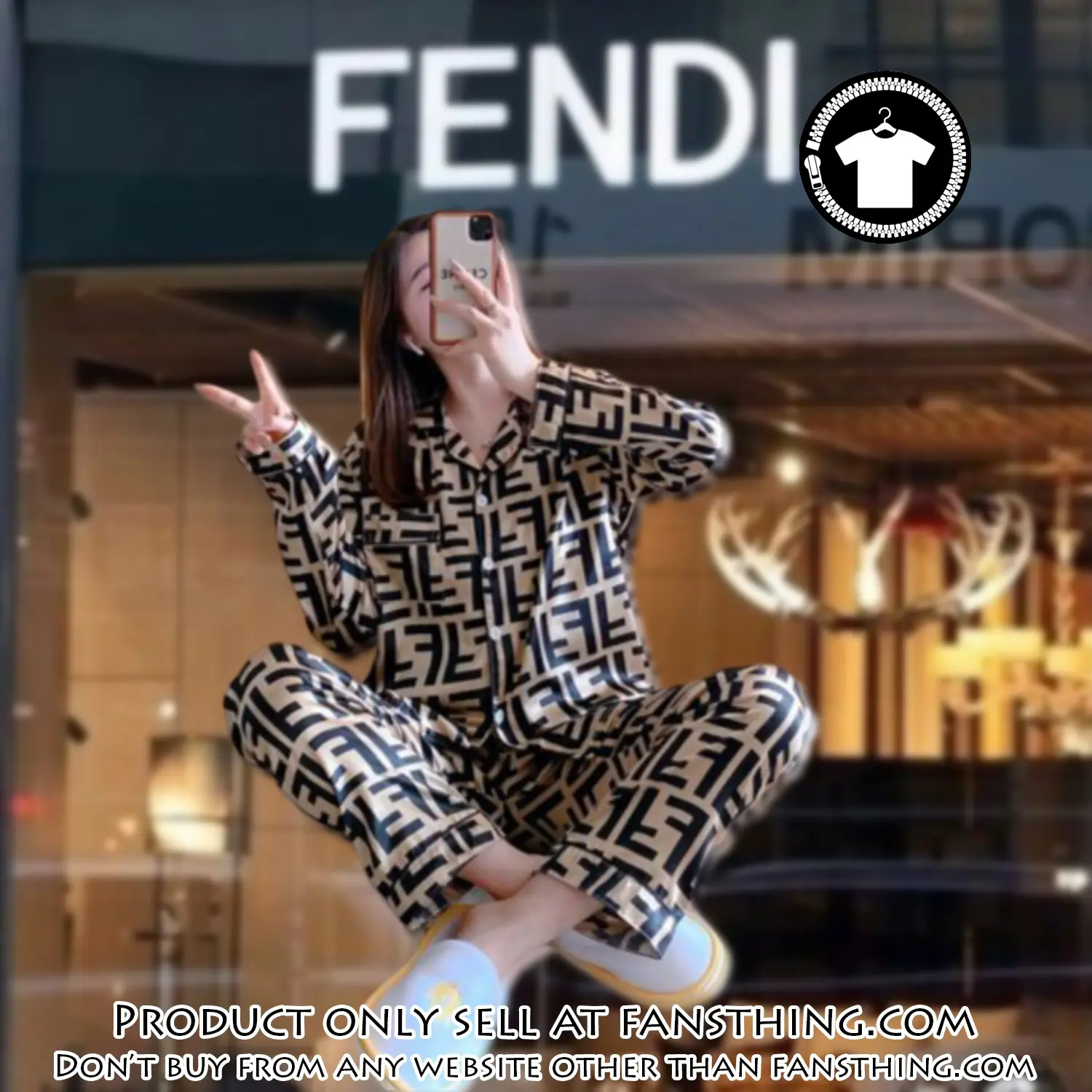 Trending luxury fashion fendi satin pajama set pjs1046 fst0732987